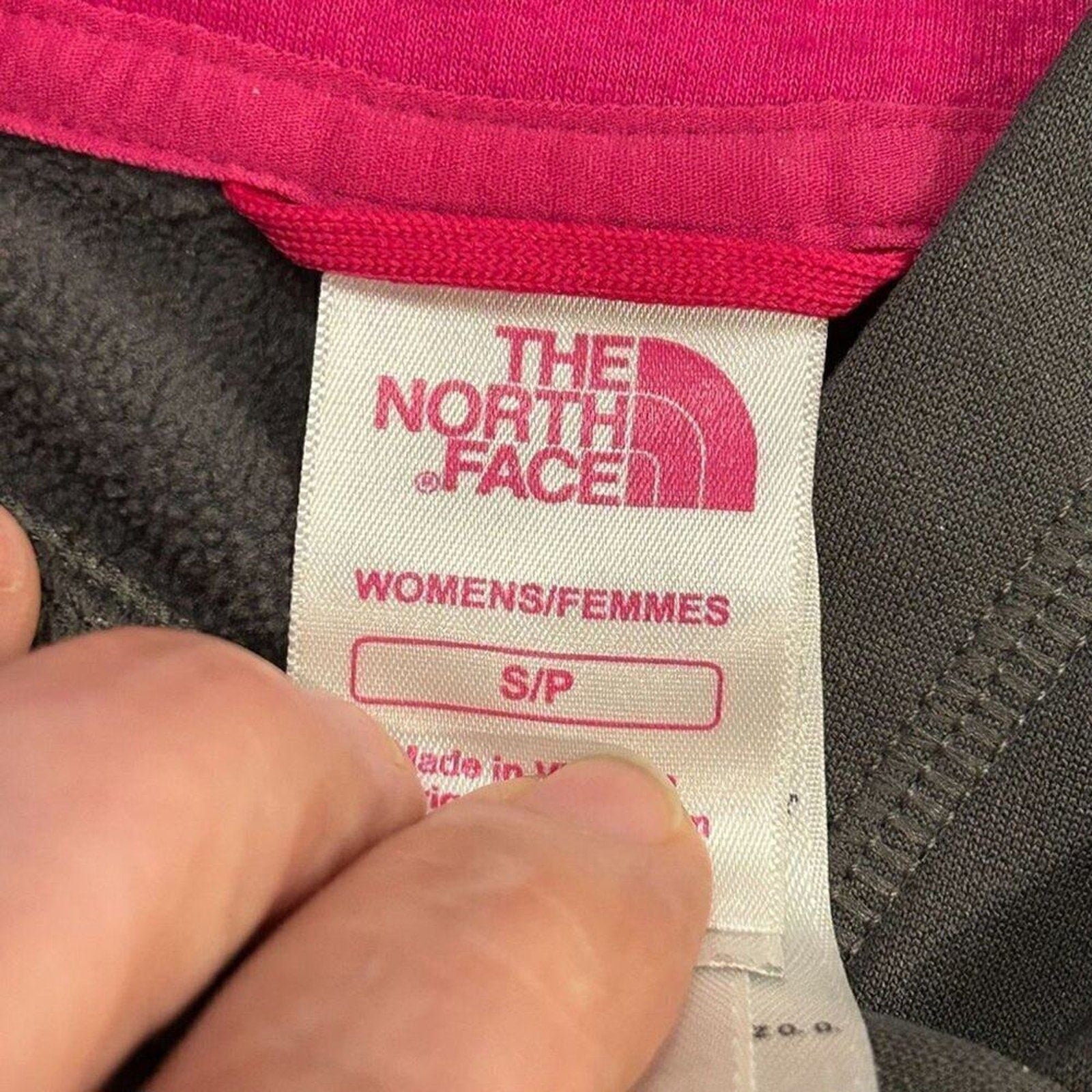 The North Face Hoodie Womens XP Grey Pink Pullover Hooded Sweatshirt #BH