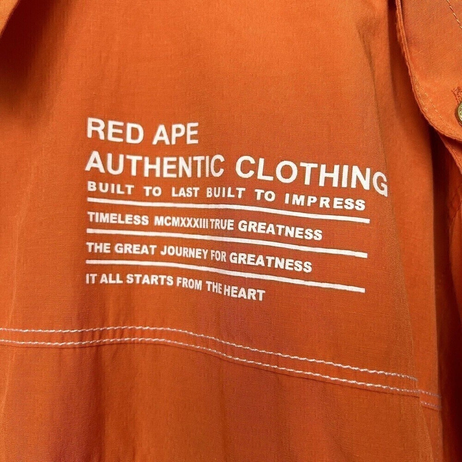 Red Ape Rare, Men's Corp. Shirt, Sz. 2X, Long Sleeve, Orange, Embroidery Logo