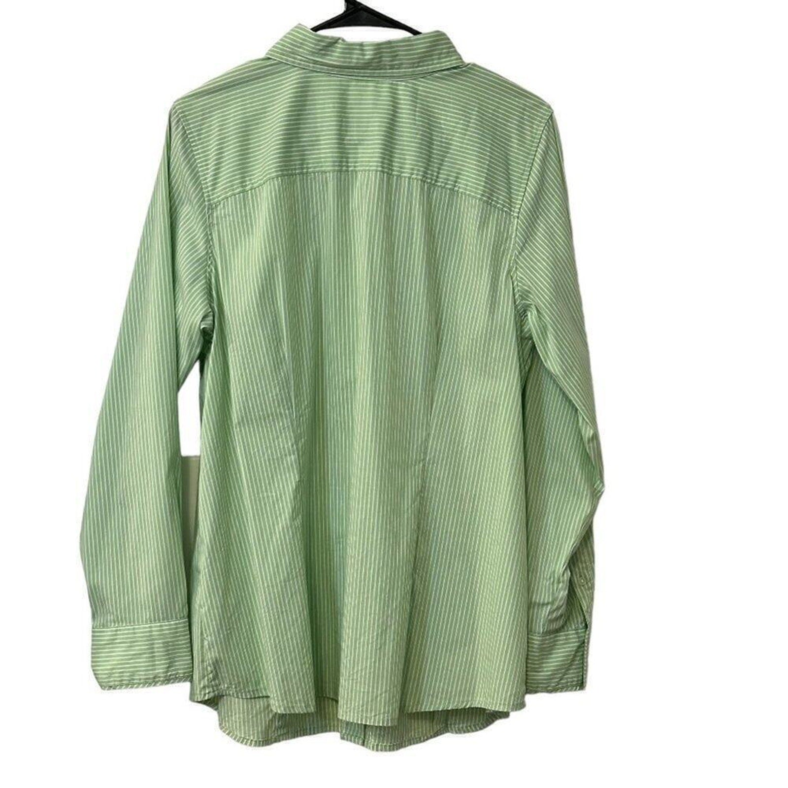 Liz Claiborne Womens Cotton Blend Shirt Blouse Size 1X Green Button Up #BH
