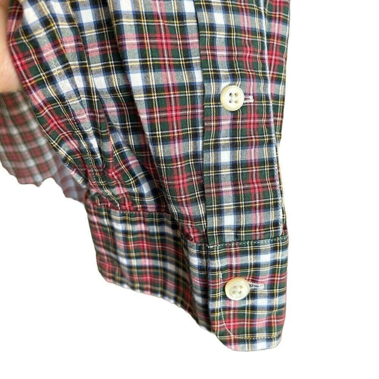 Ralph Lauren Vintage 90s Mens Long Sleeve Plaid Shirt, Size 16, #1150