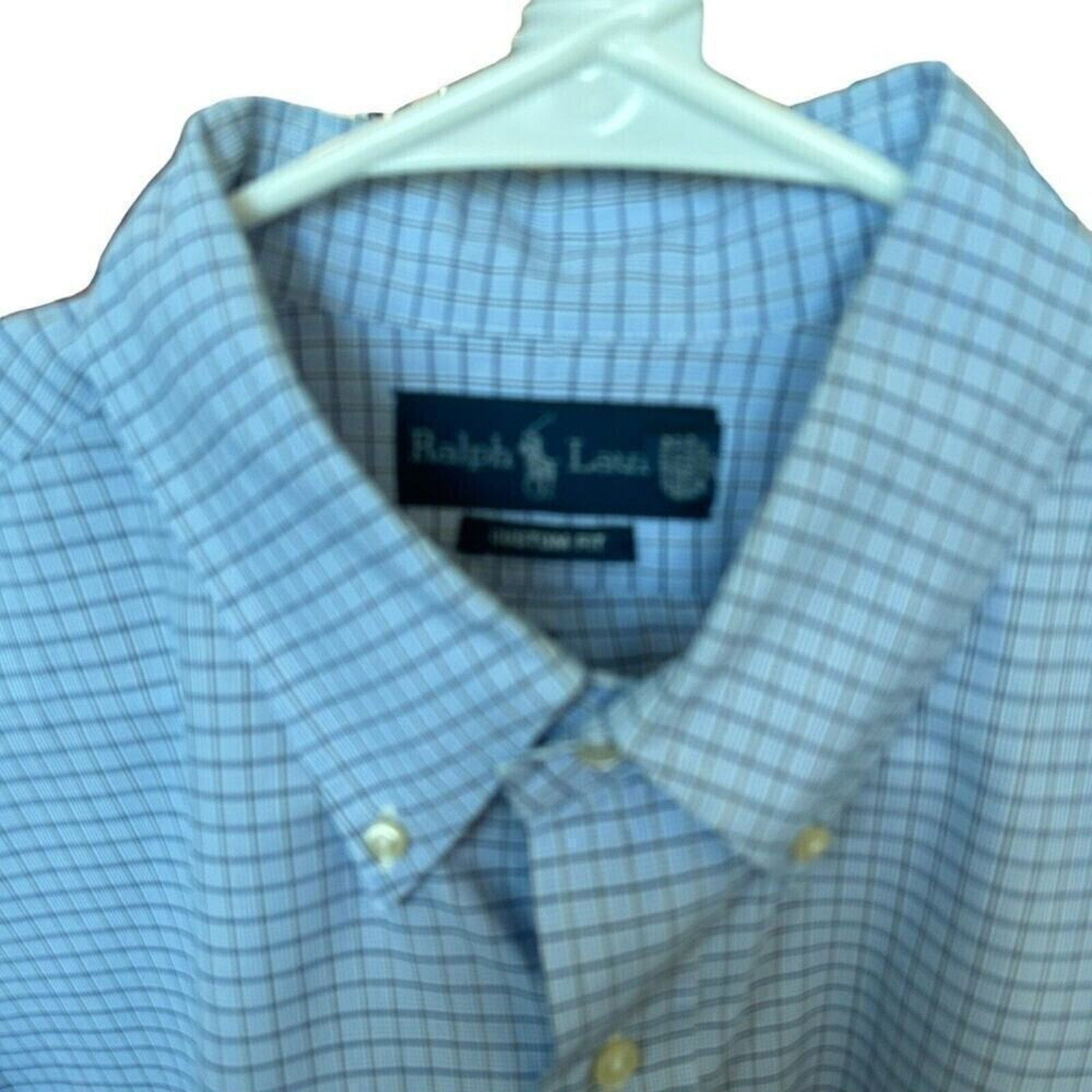 Ralph Lauren Men's Button Down Shirt, Sz. 17, Blue Check, Long Sleeve #11