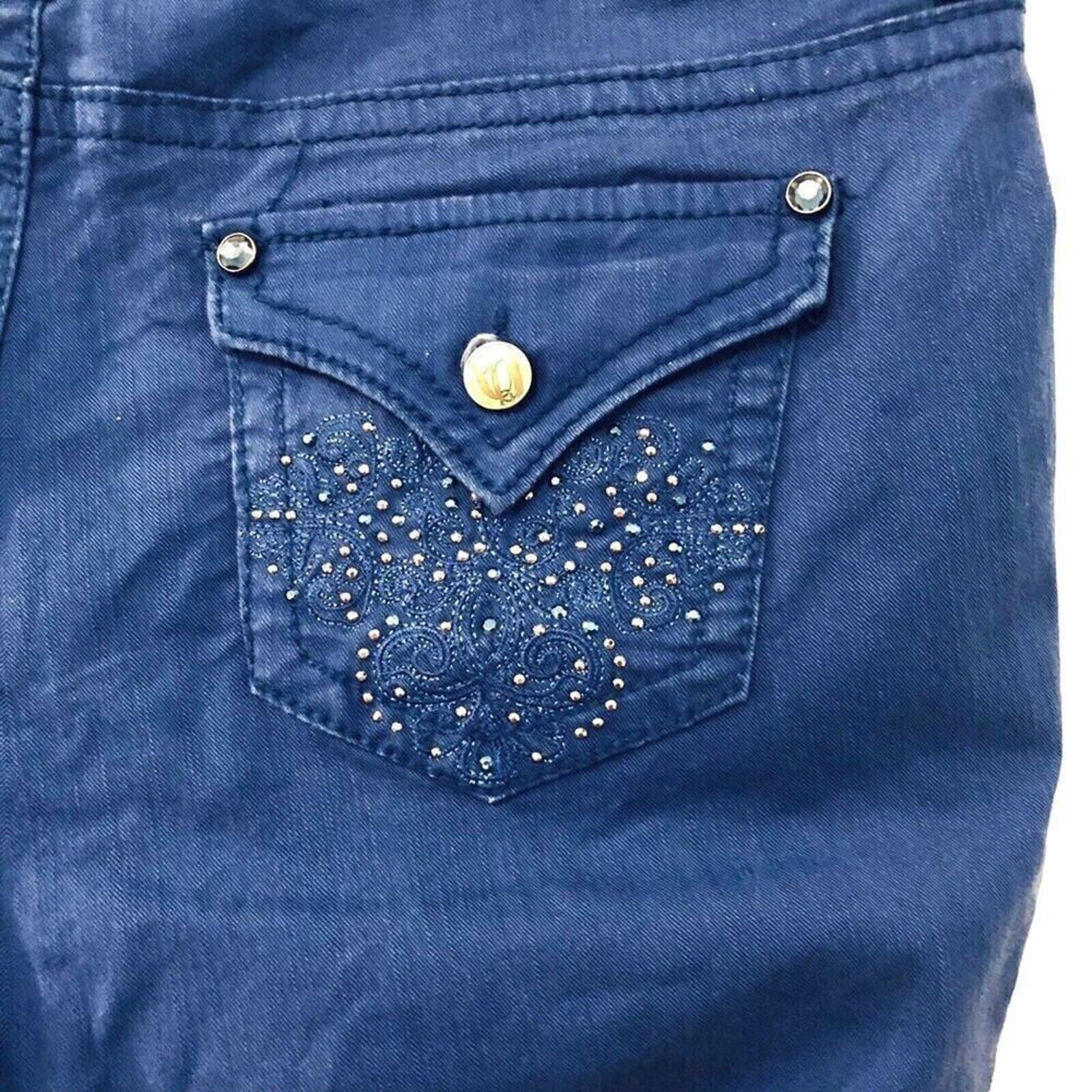 Nine West Women's BLUE Jeans 16 / 33  Blue H-Rise Decor B/Pockets. Inv. (9) 1067