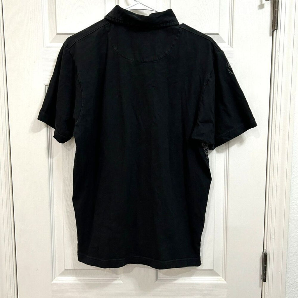 Marc Ecko Super Cool Affliction Black Polo Collar Shirt Size M 100% Cotton