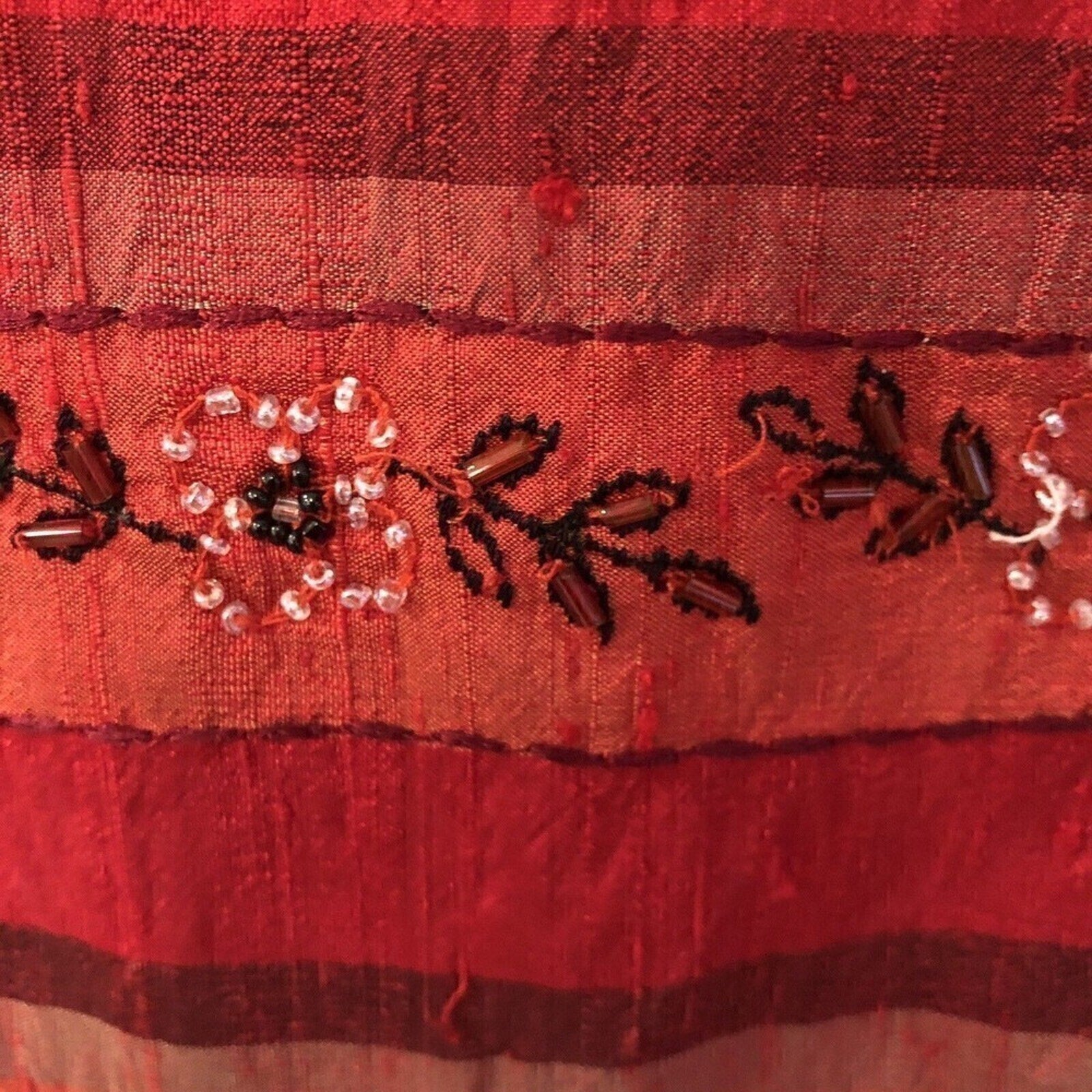 Chico’s Design Silk Embroidered Beaded Striped Top L