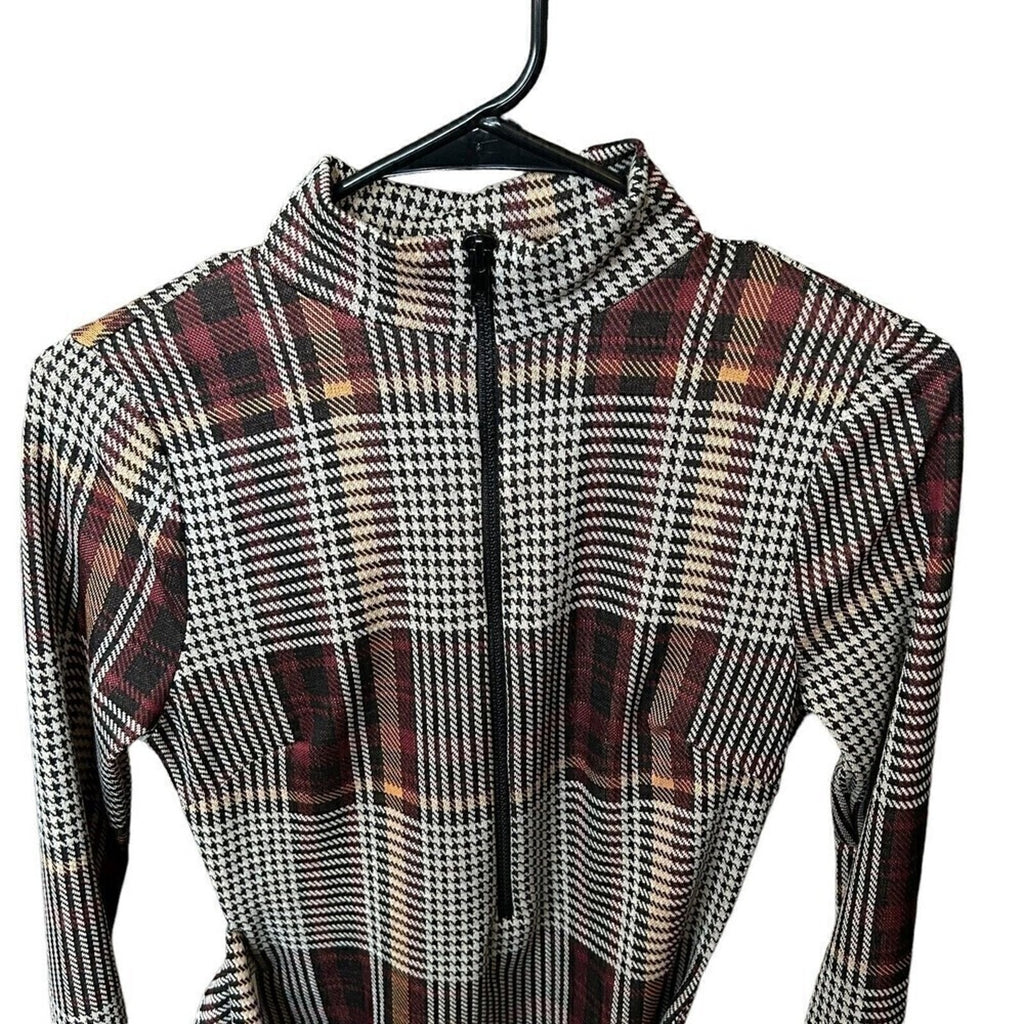 Fashion Nova “Warm It Up” sleeveless plaid mini dress size M #HB