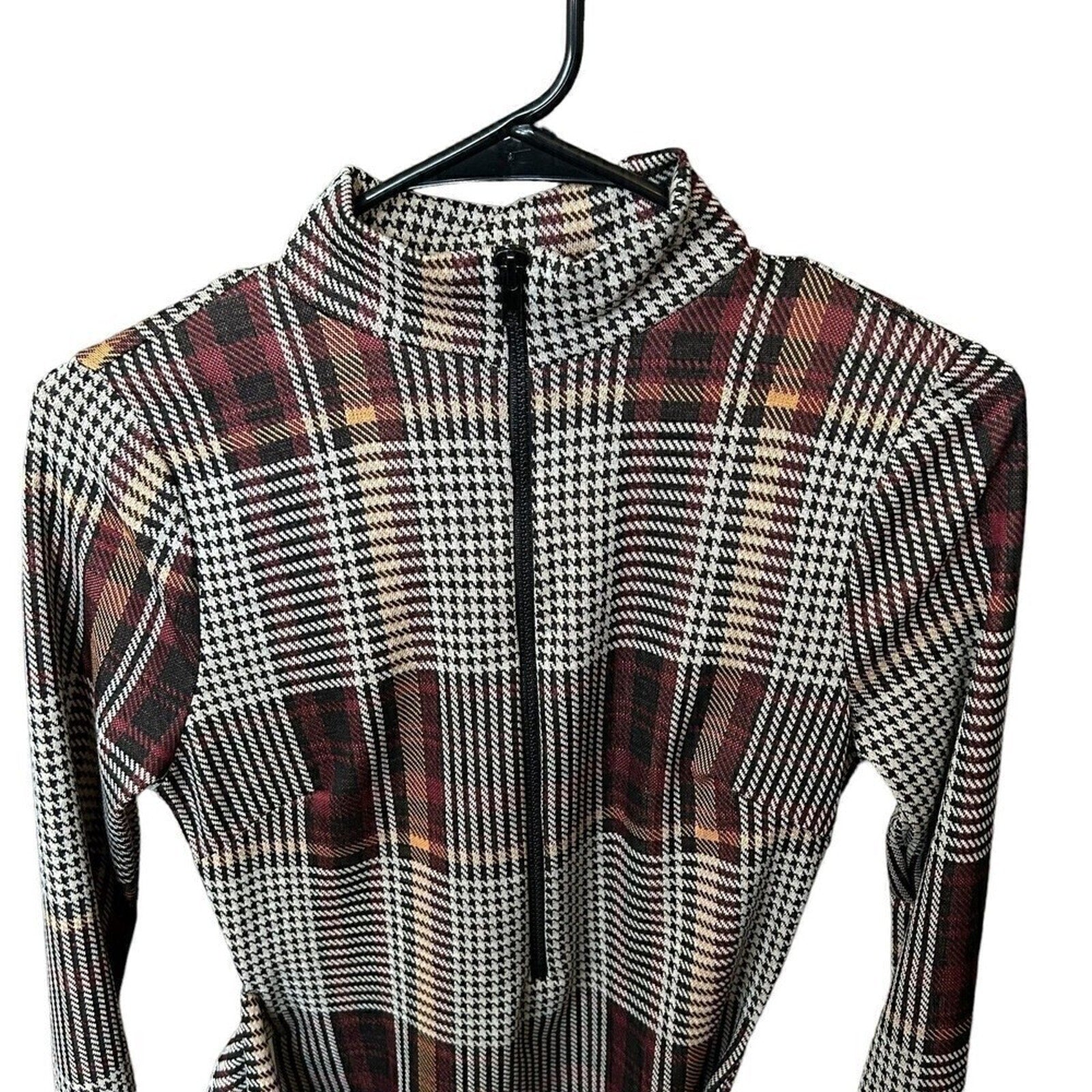 Fashion Nova “Warm It Up” sleeveless plaid mini dress size M #HB