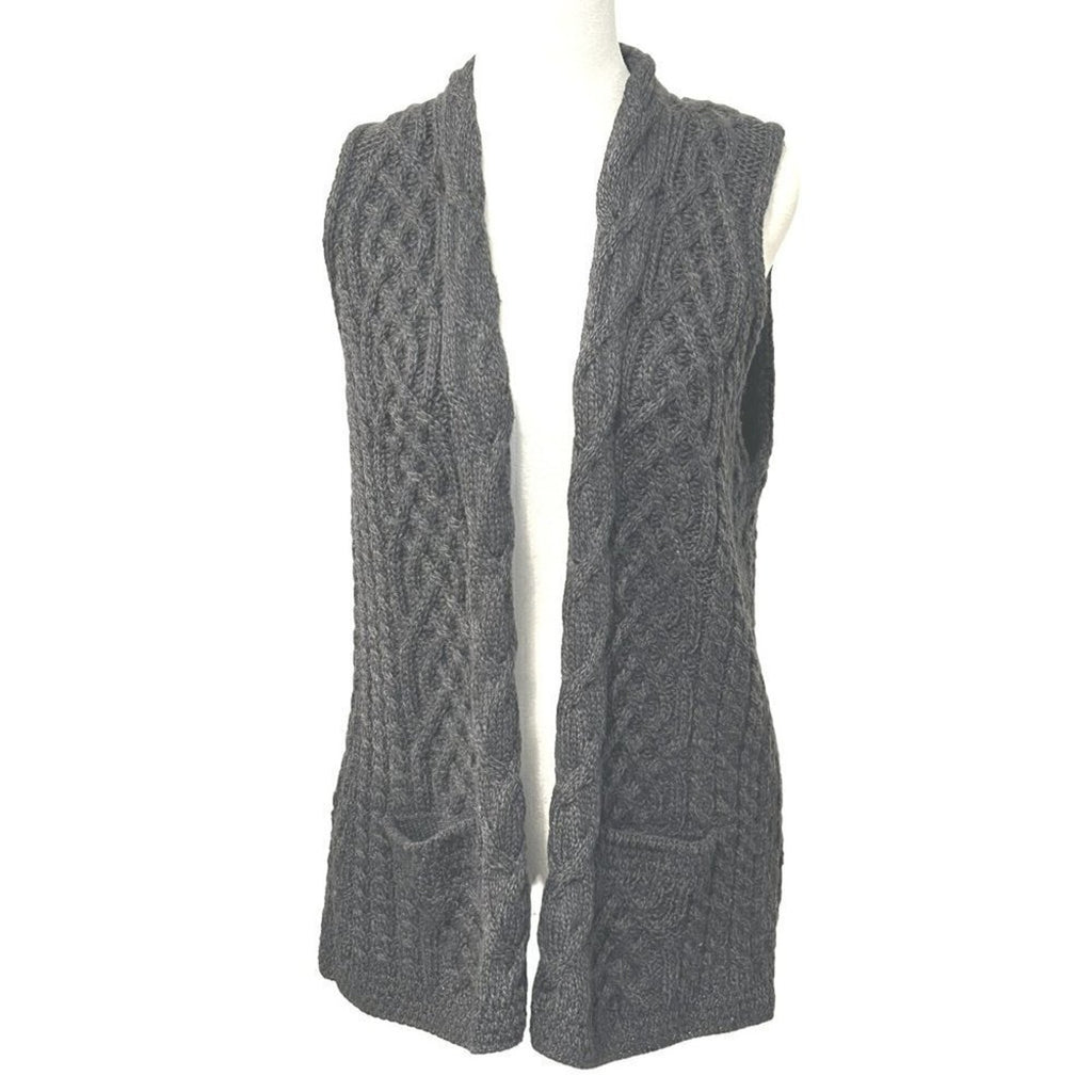 Carraig Donn Womens Size (S) Sweater Vest 100% Merino Wool Cable Knit #N1432