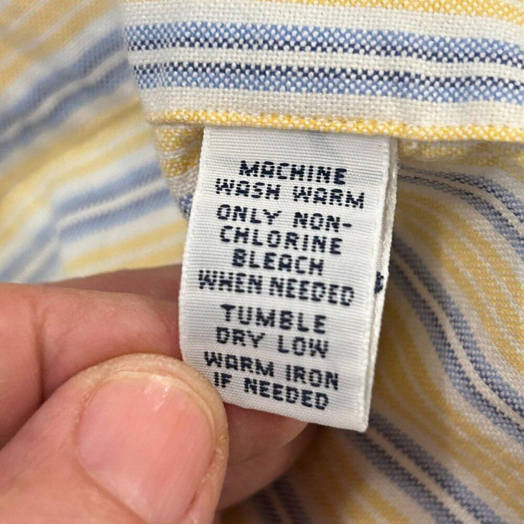Ralph Lauren Yellow & White Striped Dress Shirt – Size Large – Classic Button-Up #M1382