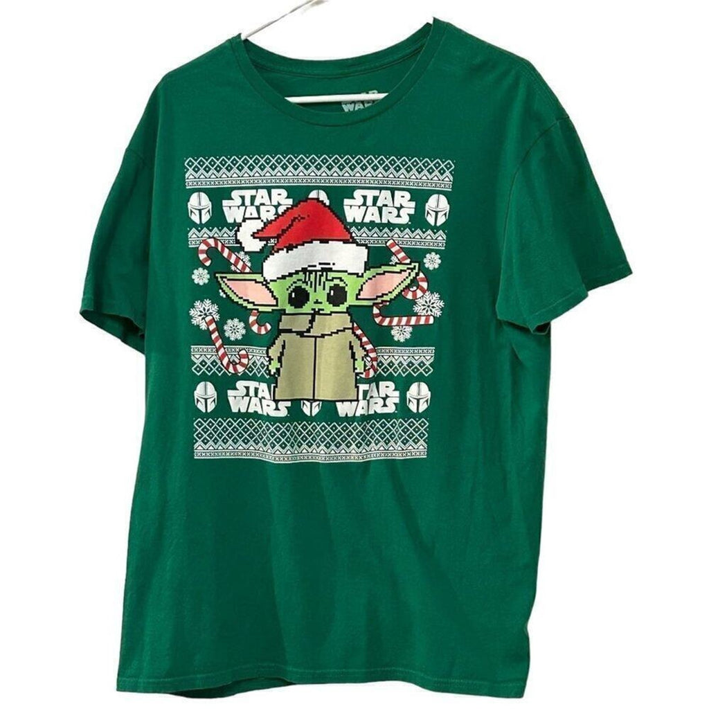 Star Wars Mandalorian Men's Baby Yoda Christmas T-Shirt Sz. XL #N14