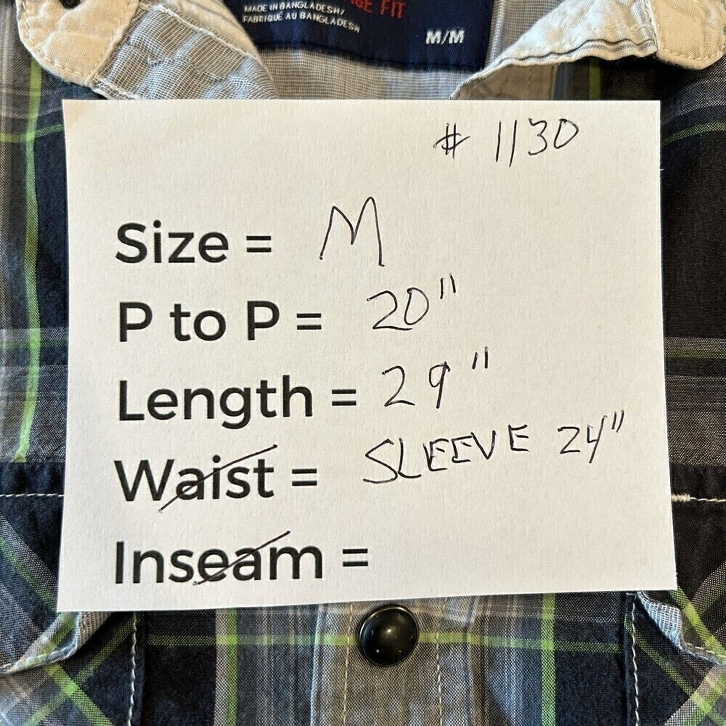 American Eagle Outfitters Plaid Vintage Snap-Fit Shirt – Men’s Size M, Long Sleeve #1130