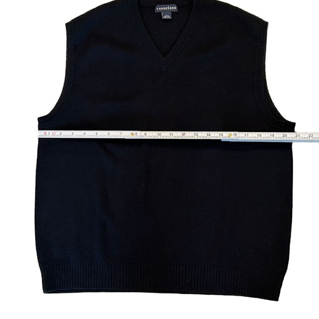 VTG 90's Lands End Sweater Vest Men's Size L Black Pullover - Golf Style #P1492