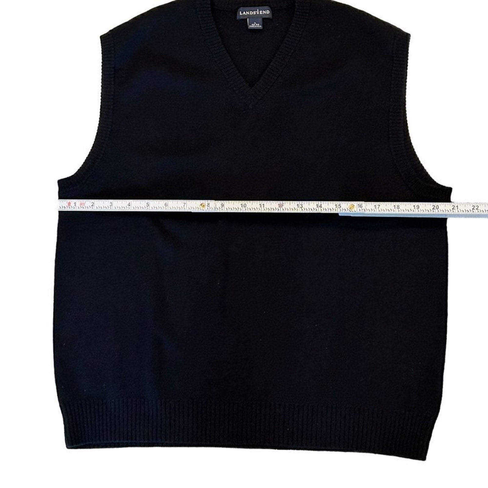 VTG 90's Lands End Sweater Vest Men's Size L Black Pullover - Golf Style #P1492
