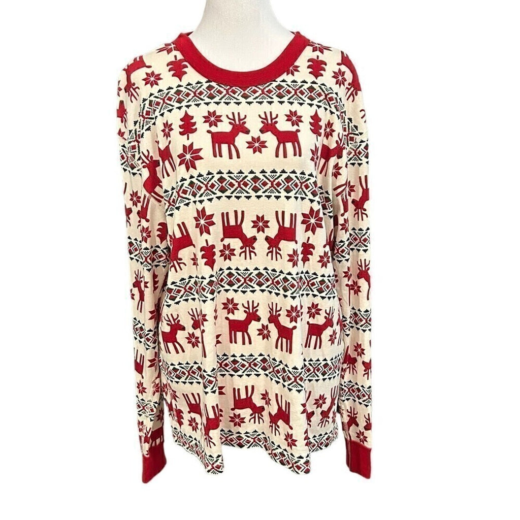 Hanna Anderson Reindeer Womens Top Sz XL Holiday Christmas Lg Slve Shirt #K1354