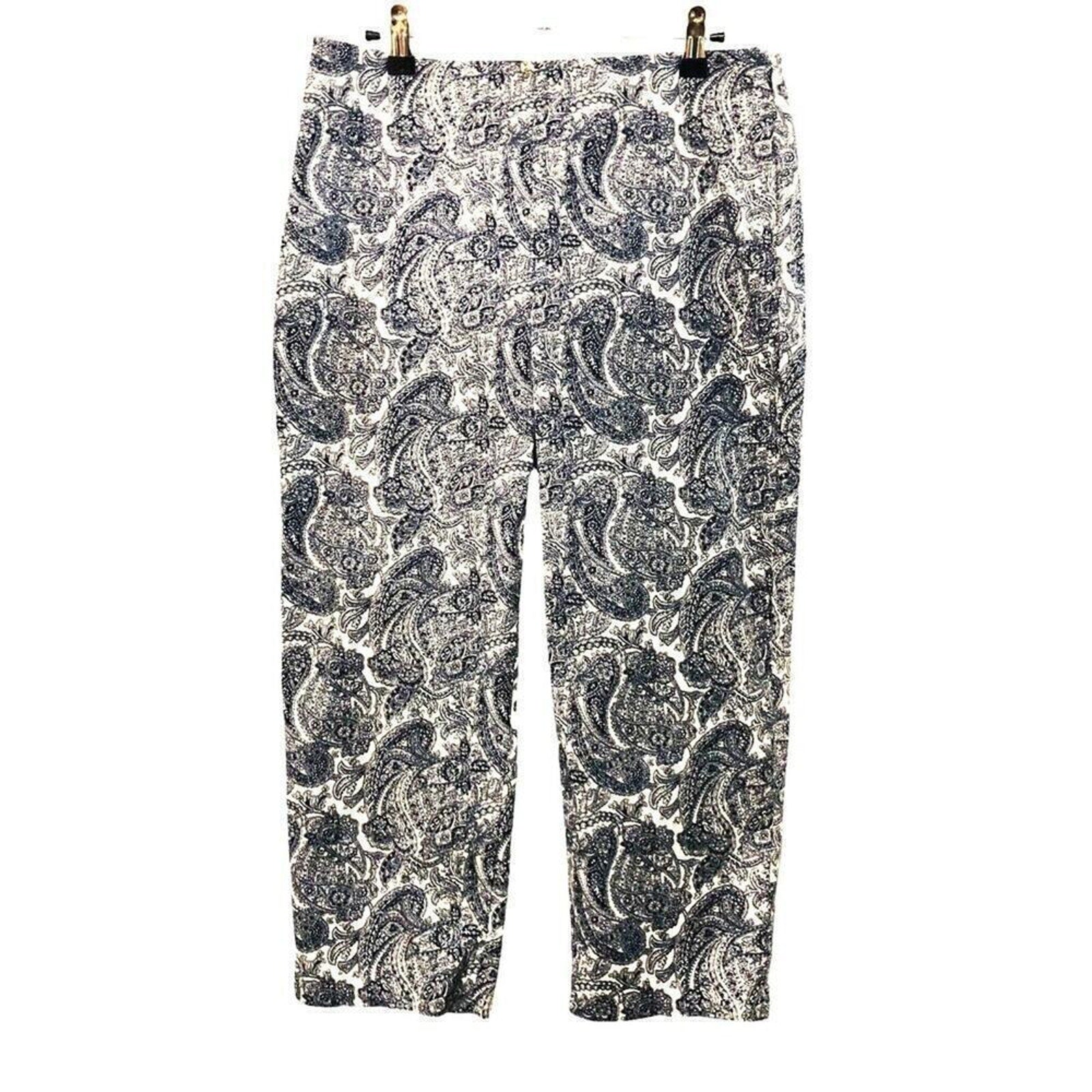 Talbots Women's Pants Size 8 Heritage Fit Paisley High Waist Zip Capri #1094