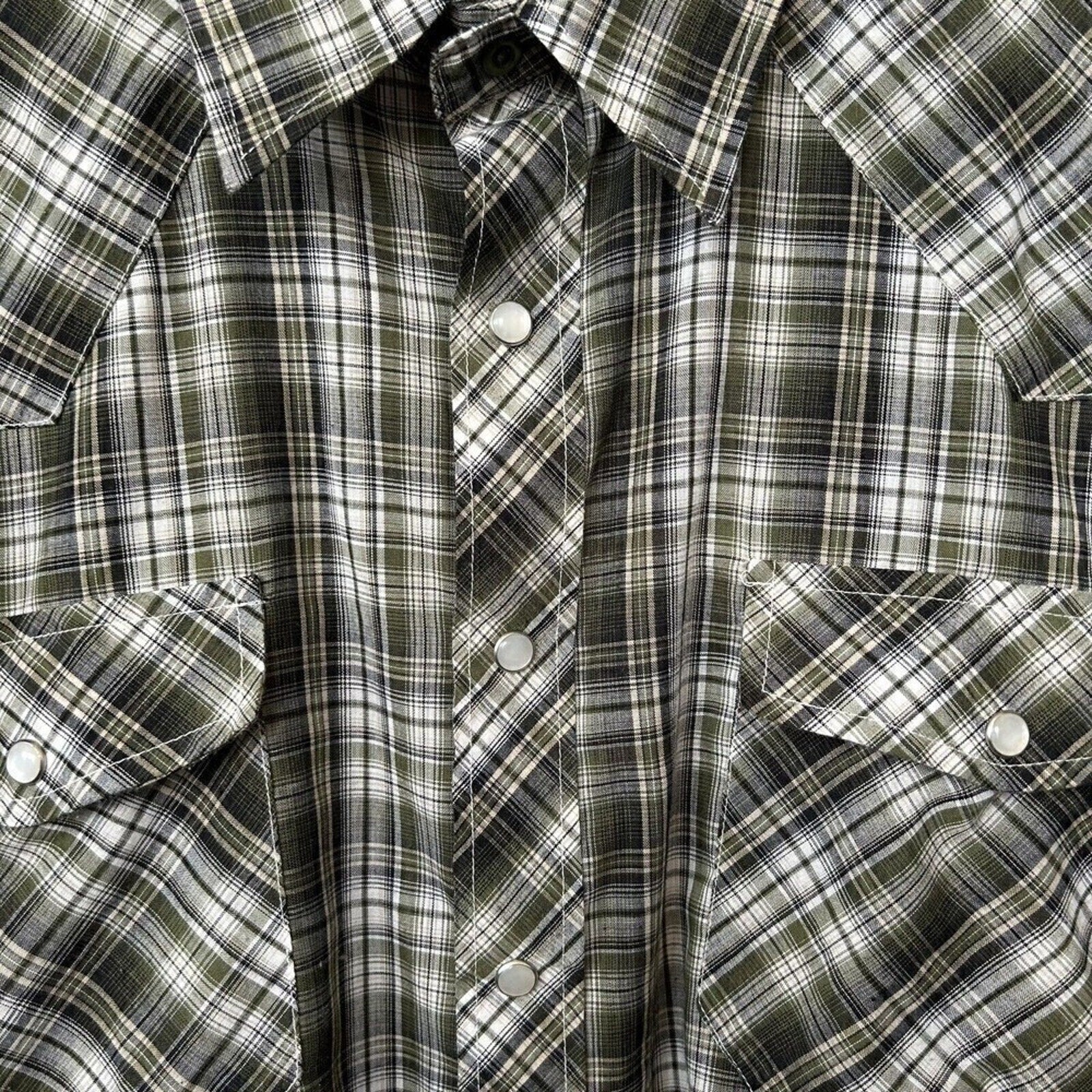 Haband Quality Comfort Men's Long Sleeve Pearl Snap Shirt Plaid Size XLT #G1230