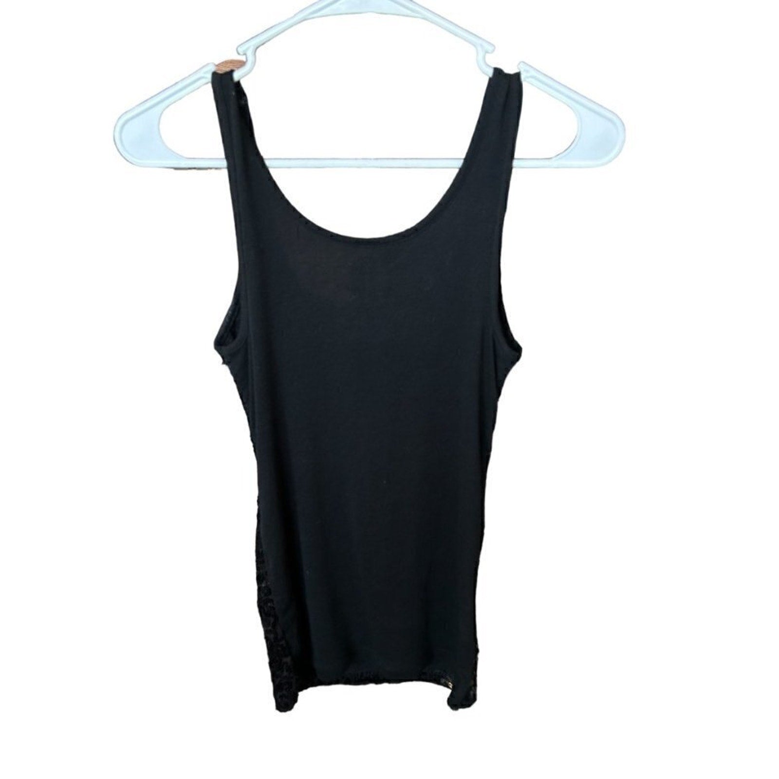 Sequins Black Tank Top, Old Navy, Size Small Petite, Sequins Front, #A1195