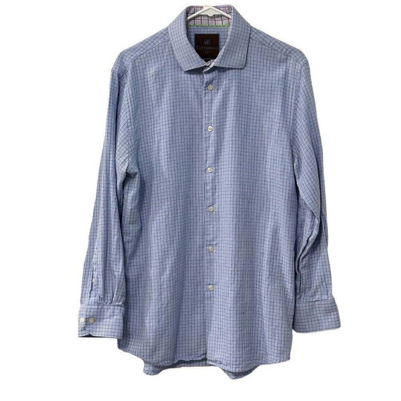 Tattersall of London Men's Shirt, Size 16 100% Heavy Cotton Button Up #N1404