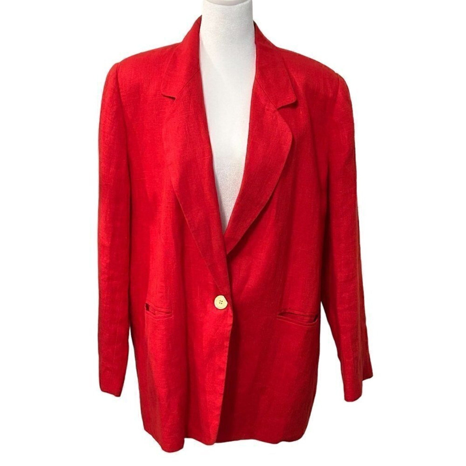 Harve Benard Vintage Women's Blazer Red Linen Size 2X See Description #BH