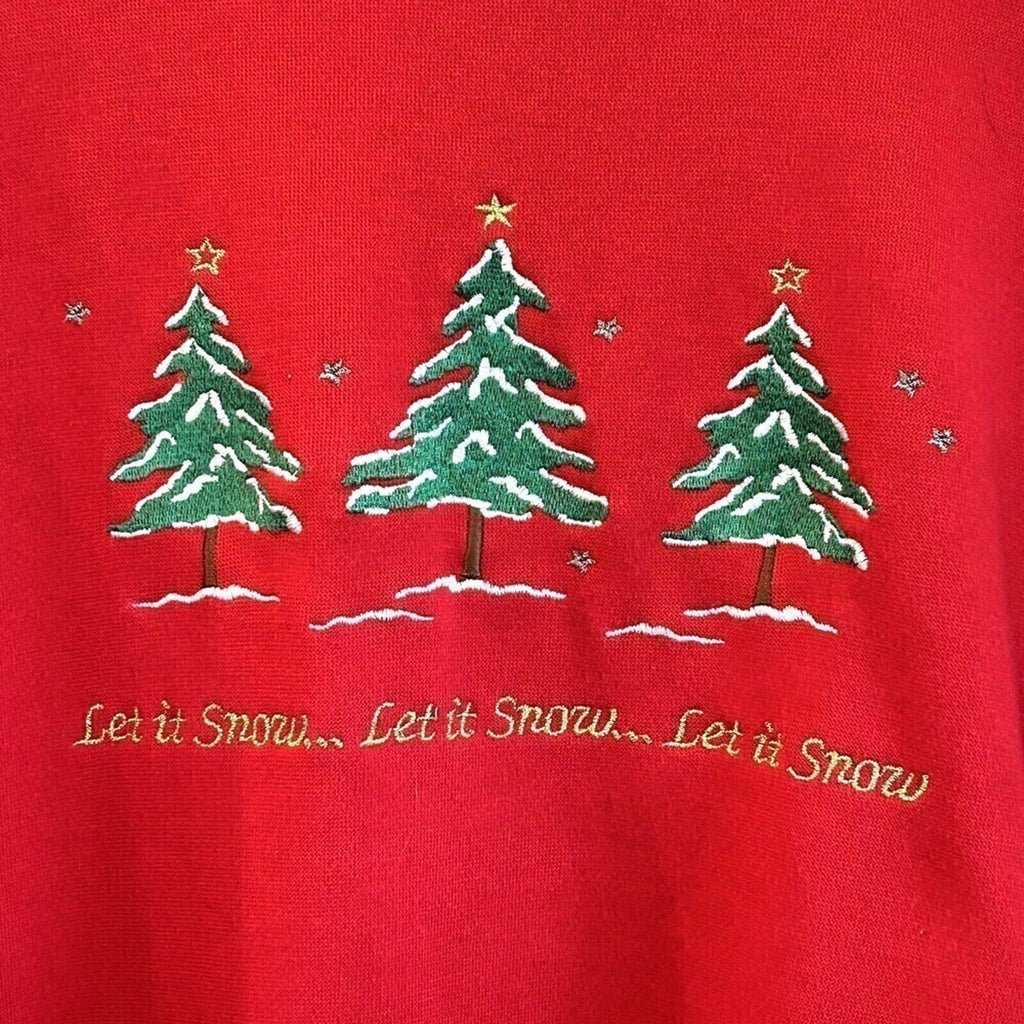 Holiday Christmas Women's Red Pullover Sweatshirt Size L  “Let It Snow…” # K1292