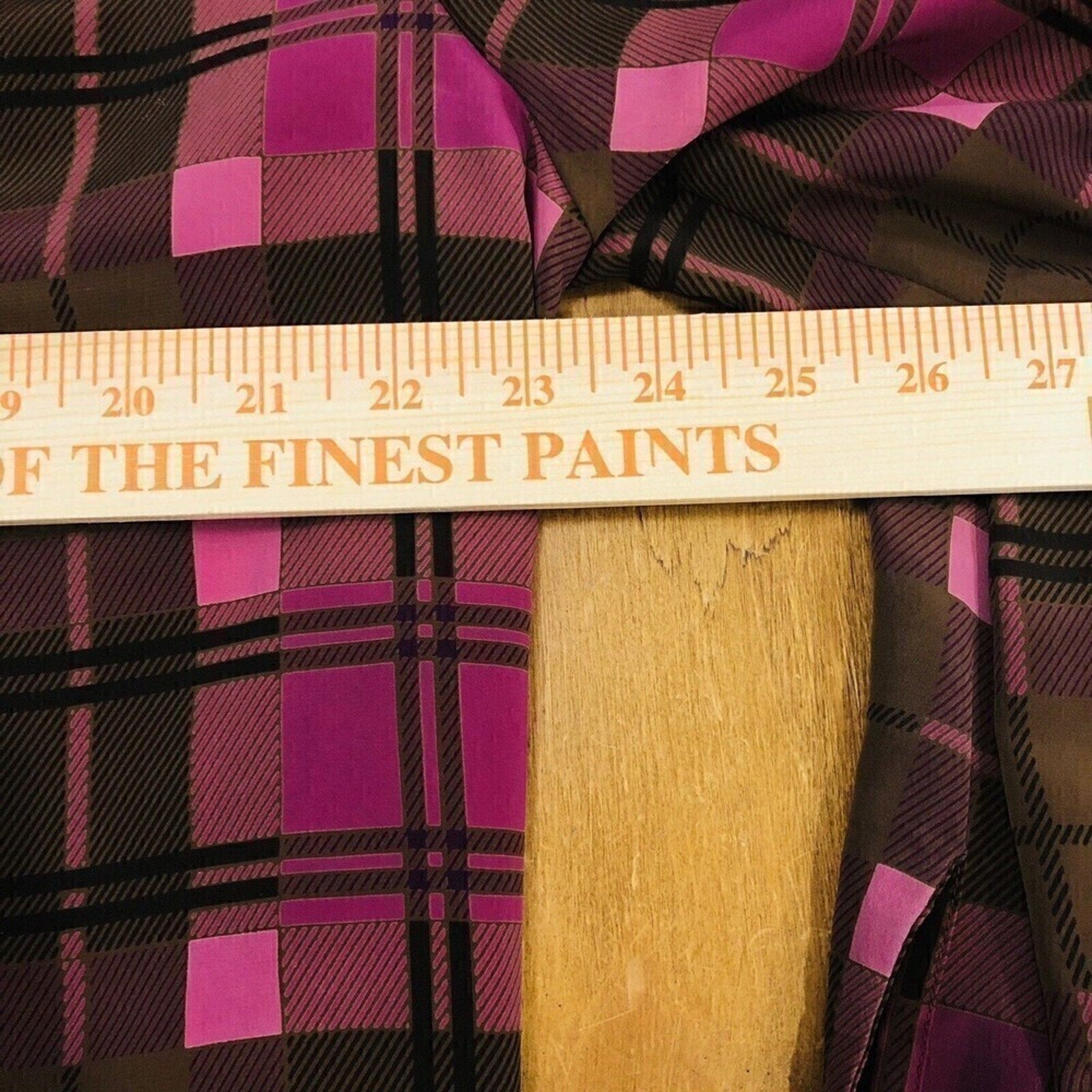 Vintage Lloyd Williams Shirt Women's Blouse Nehru Collar, Plaid Maroon/Pink