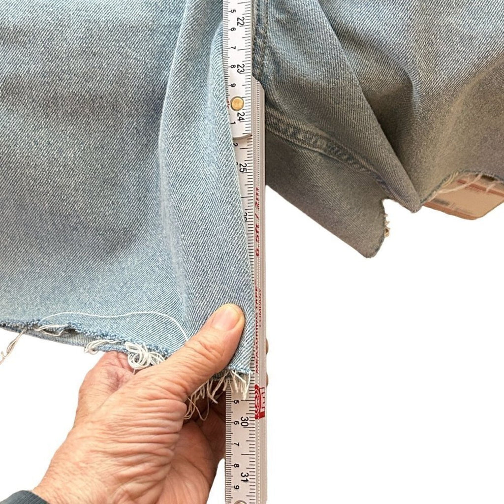 Denim Co. Overall Shorts Size (See Photos) Light Wash, Hook Straps / BiB #P1479