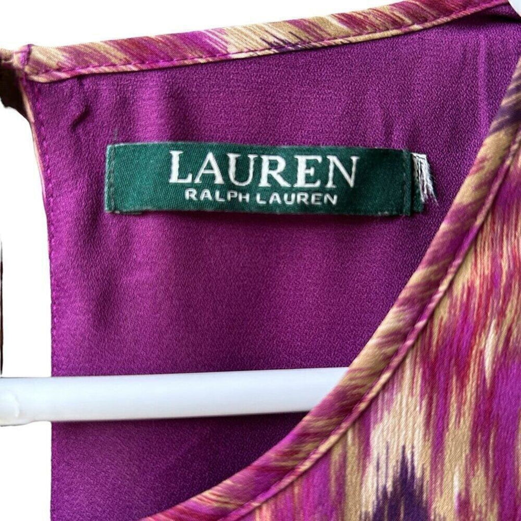 Lauren Ralph Lauren geometric midi sleeveless dress fully lined purple #H007