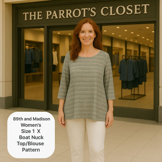 89th and Madison Women’s Top – Size 1X, Boat Neck Blouse, Soft Knit Pattern