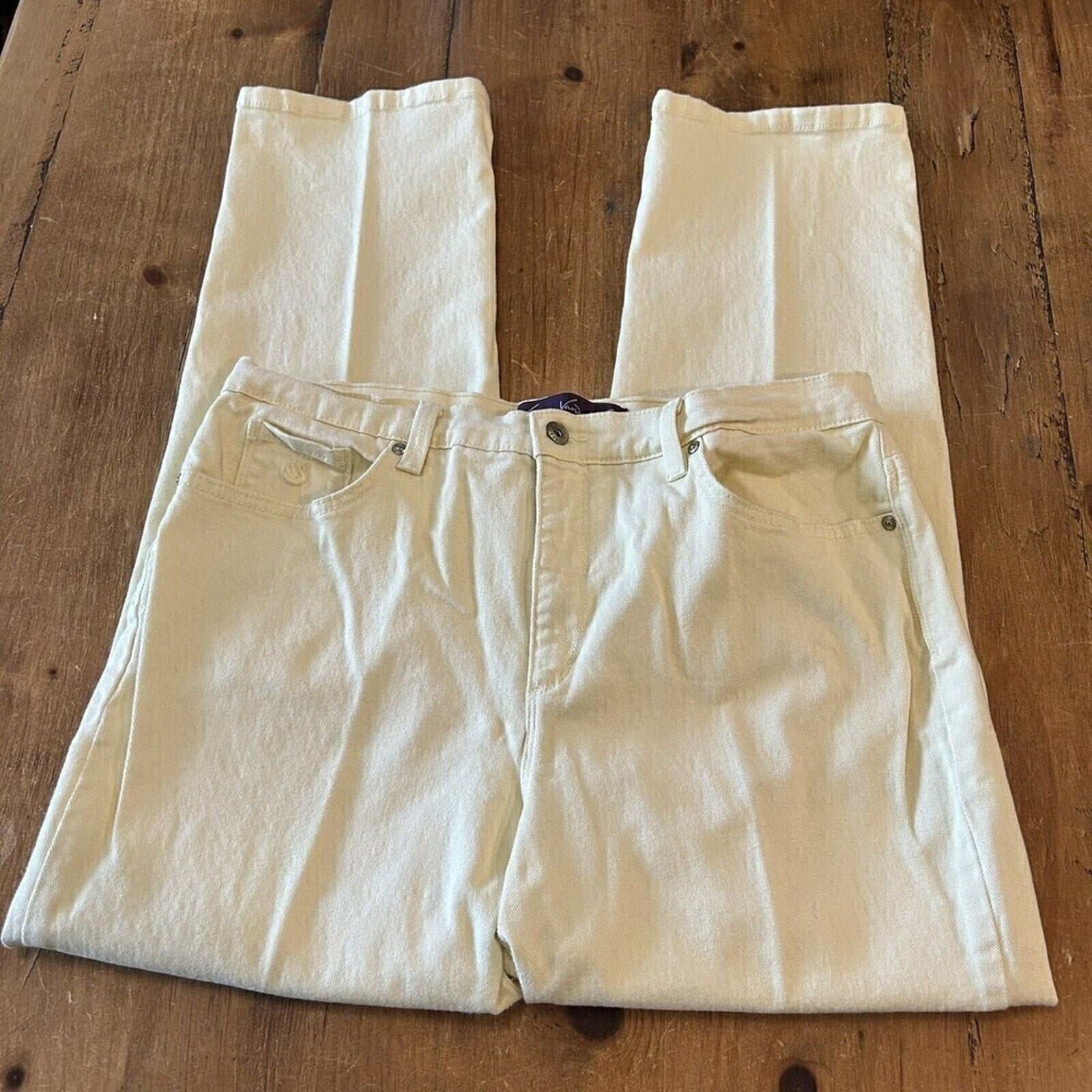 Gloria Vanderbilt High-Rise Jeans, Baby Yellow (not white), Size 14, #1115