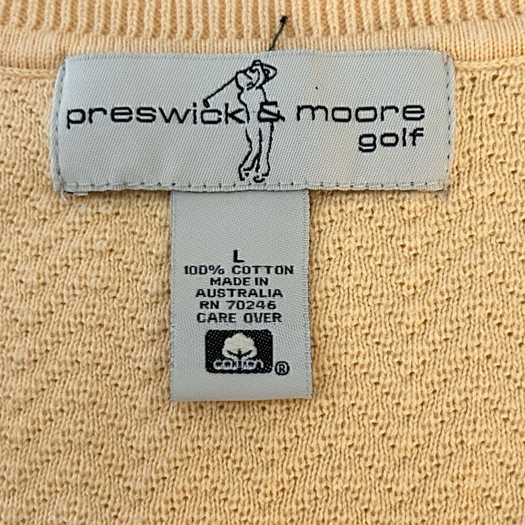 Preswick & Moore Golf Vest V-Neck Sz. L- 100& Cotton Beige Made Australia #B1544