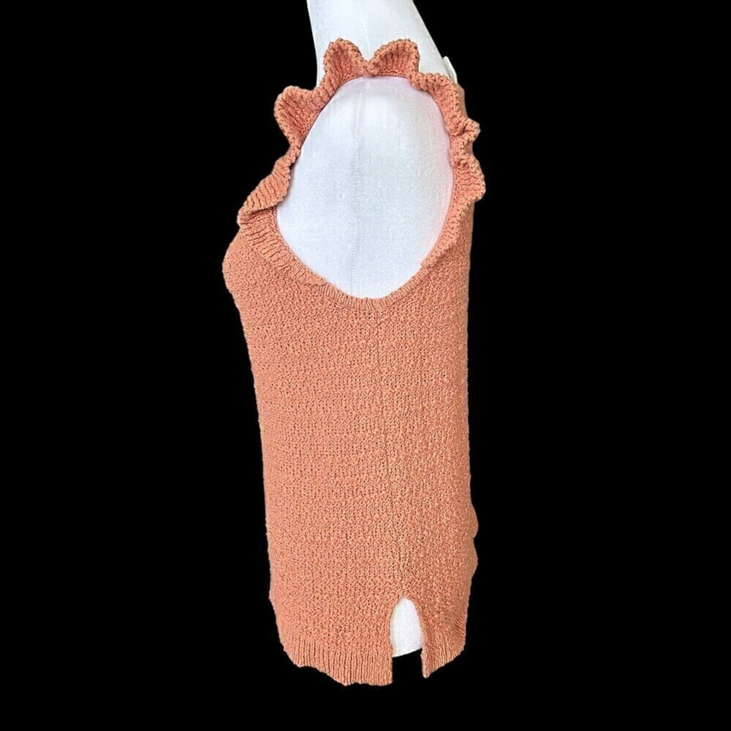 Wishlist Women's Sweater, Fall Orange, Short Sleeve, Size M, Cotton Knit #H1290