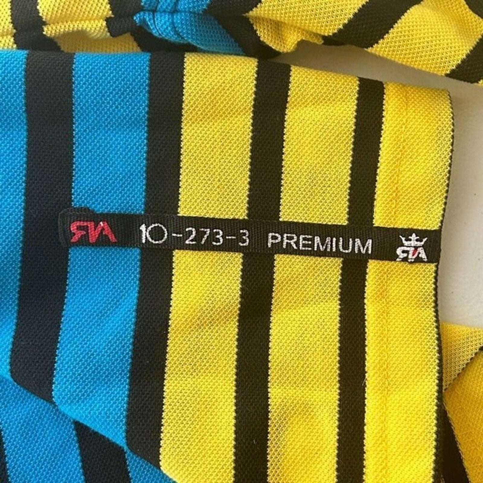 Red Ape Men's Polo Shirt Size 5X, Horizontal Stripe Black, Blue, Yellow #G1513