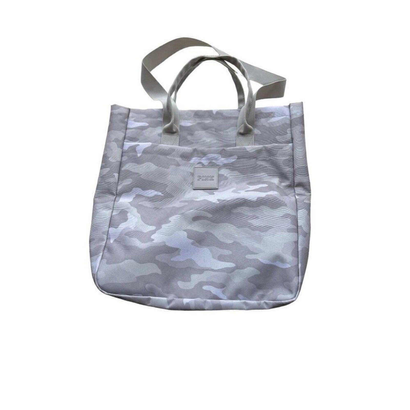 PINK Victoria's Secret Tote Bag Convertible Camo Backpack Light Grey NWOT