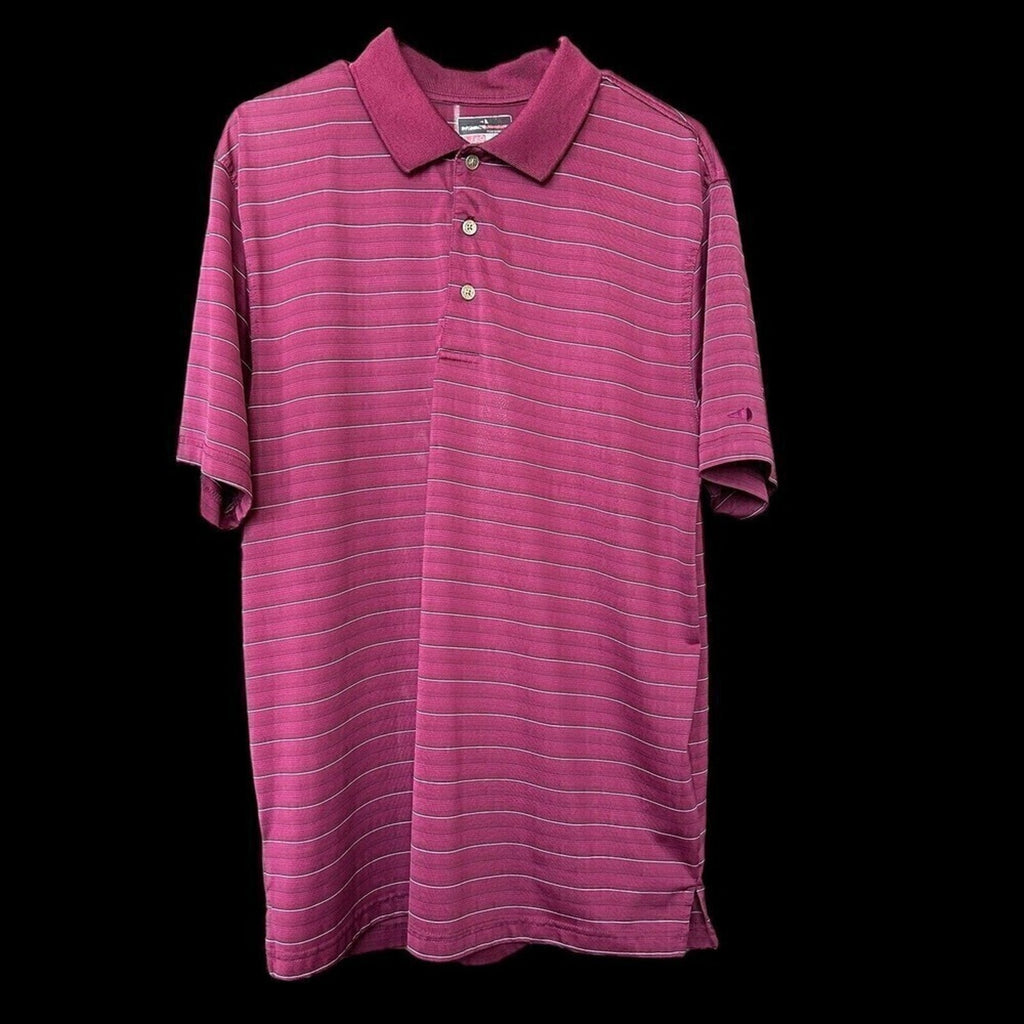 Grand Slam Polo Shirt Mens Sz. XL Burgundy Striped Short Sleeve Golf #H1272