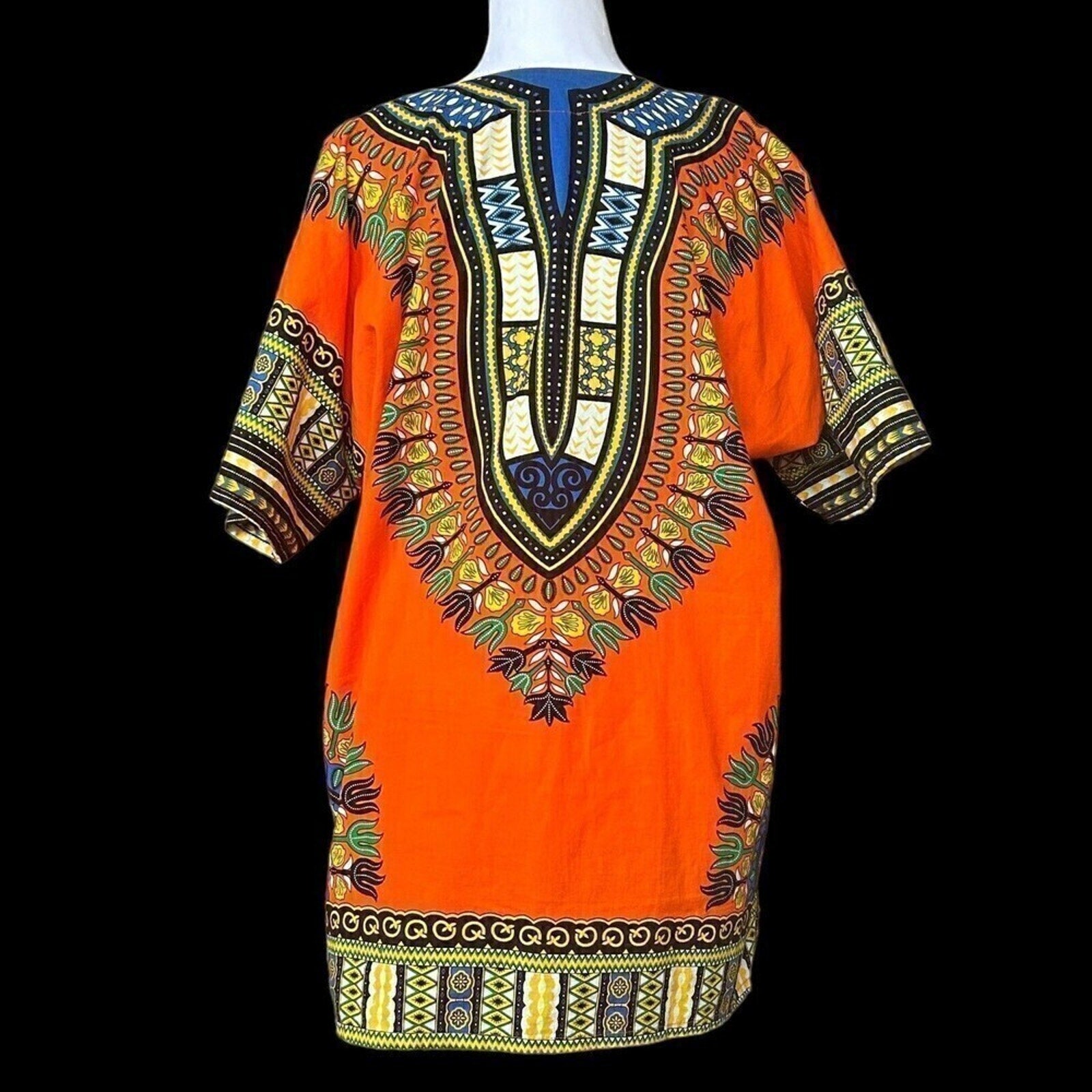 Dashiki Bohemian Multi Color Bright Orange Women Top Boho African Shirt #G1262