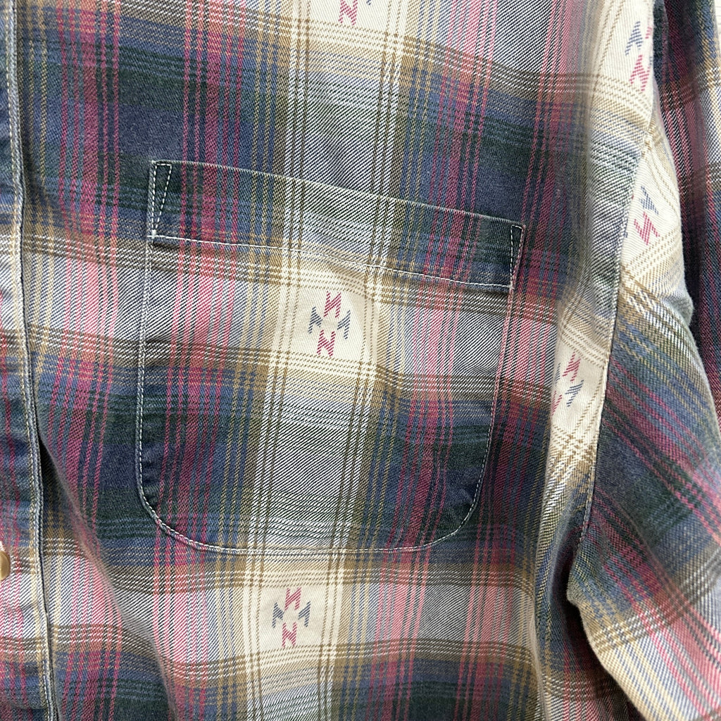 Nuovo County Seat Plaid Button Down Shirt Men’s Size L – Denim Collar