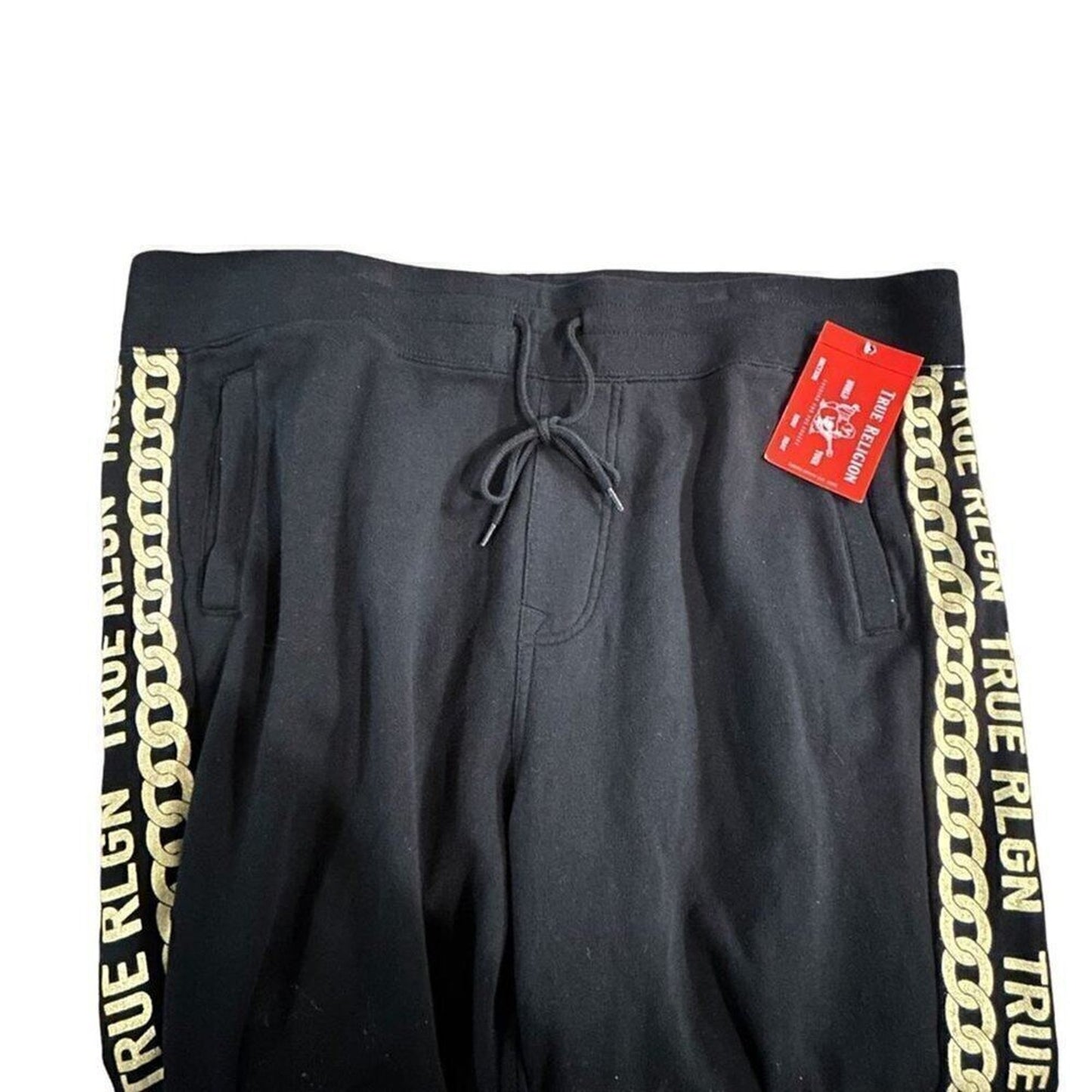 True Religion Unisex Jogger Sweatpants Size 3XL Black, Drawstring Waist #P1452