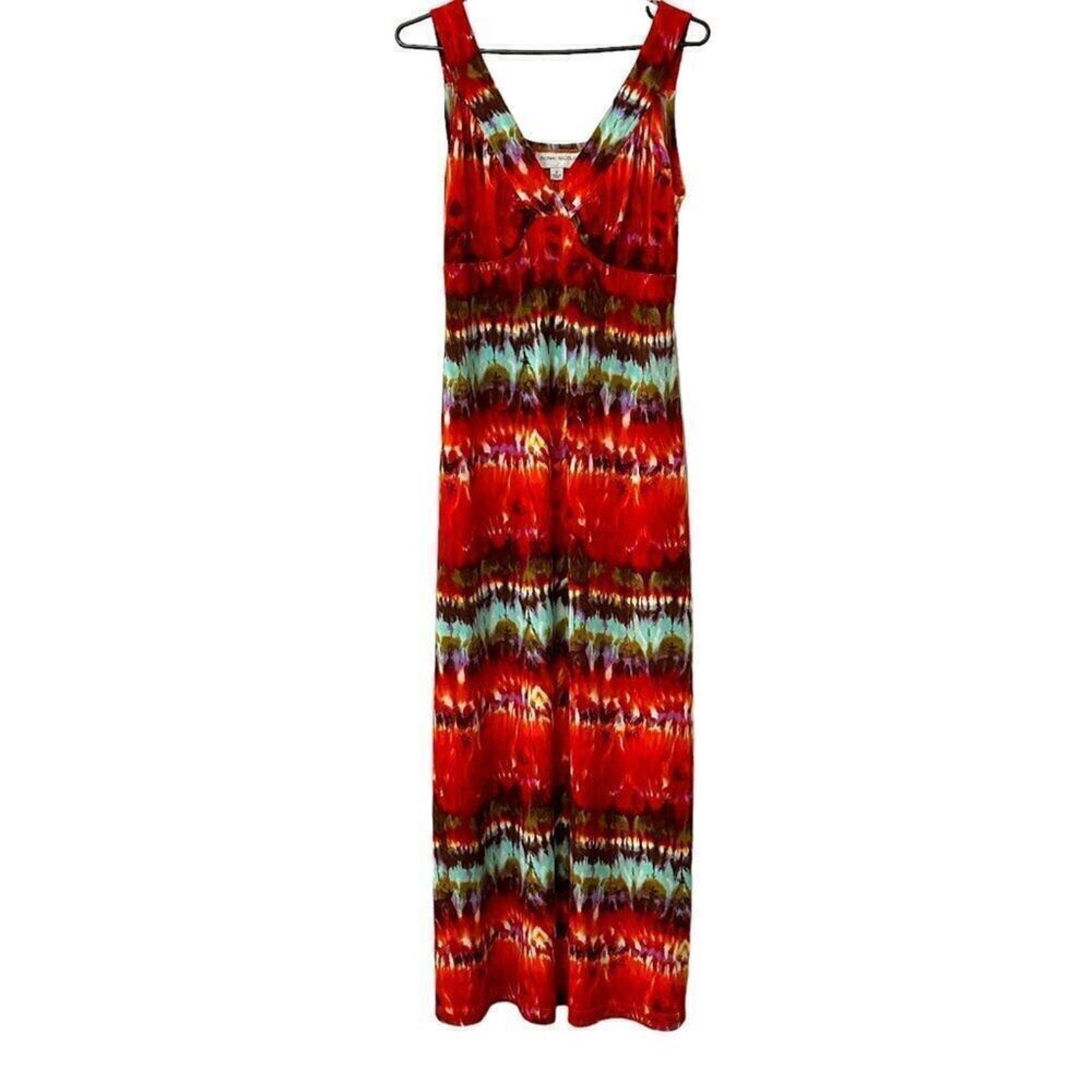 Ronnie Nicole Women's Size 8 Maxi Dress Tie-Dye Boho Full Zip #HB