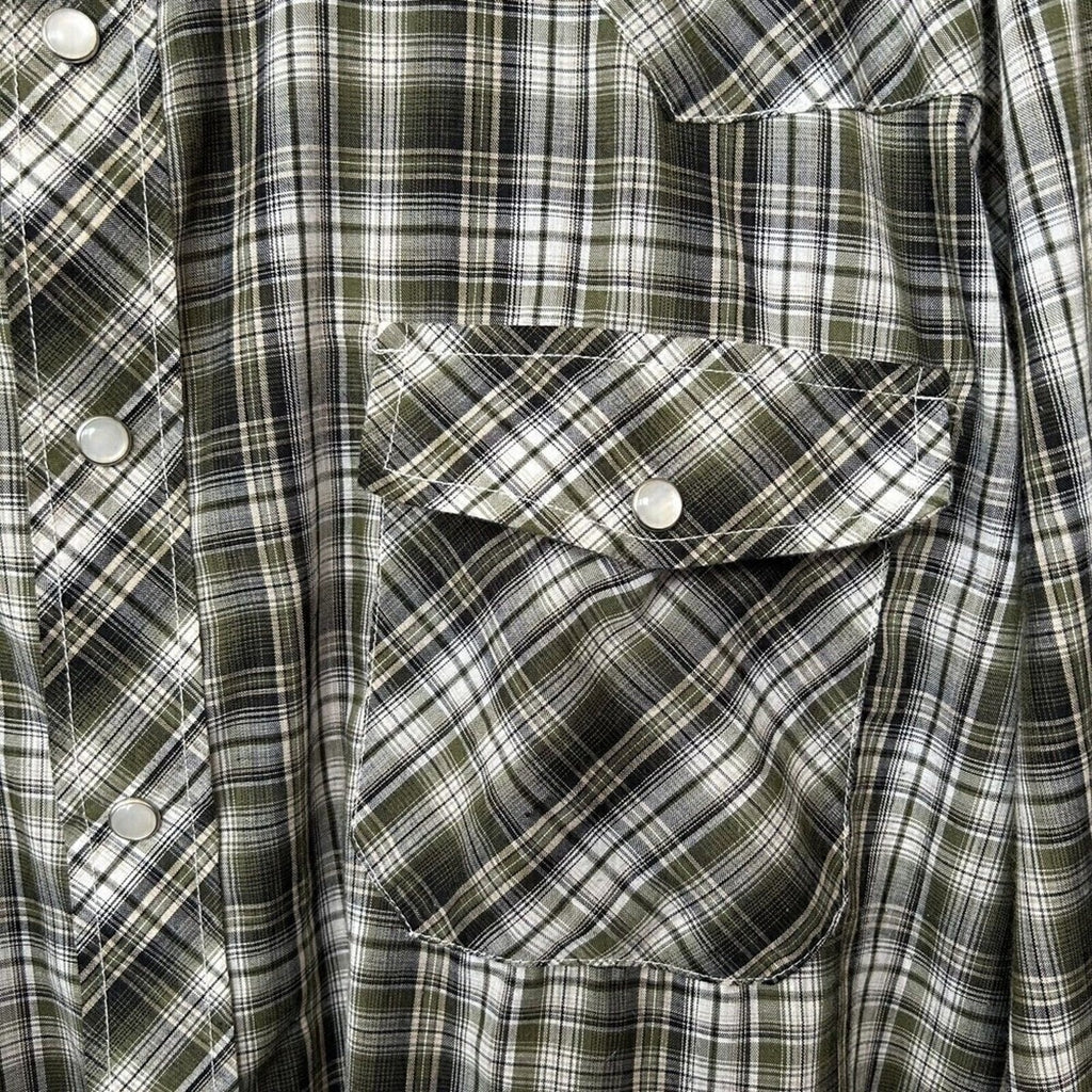 Haband Quality Comfort Men's Long Sleeve Pearl Snap Shirt Plaid Size XLT #G1230