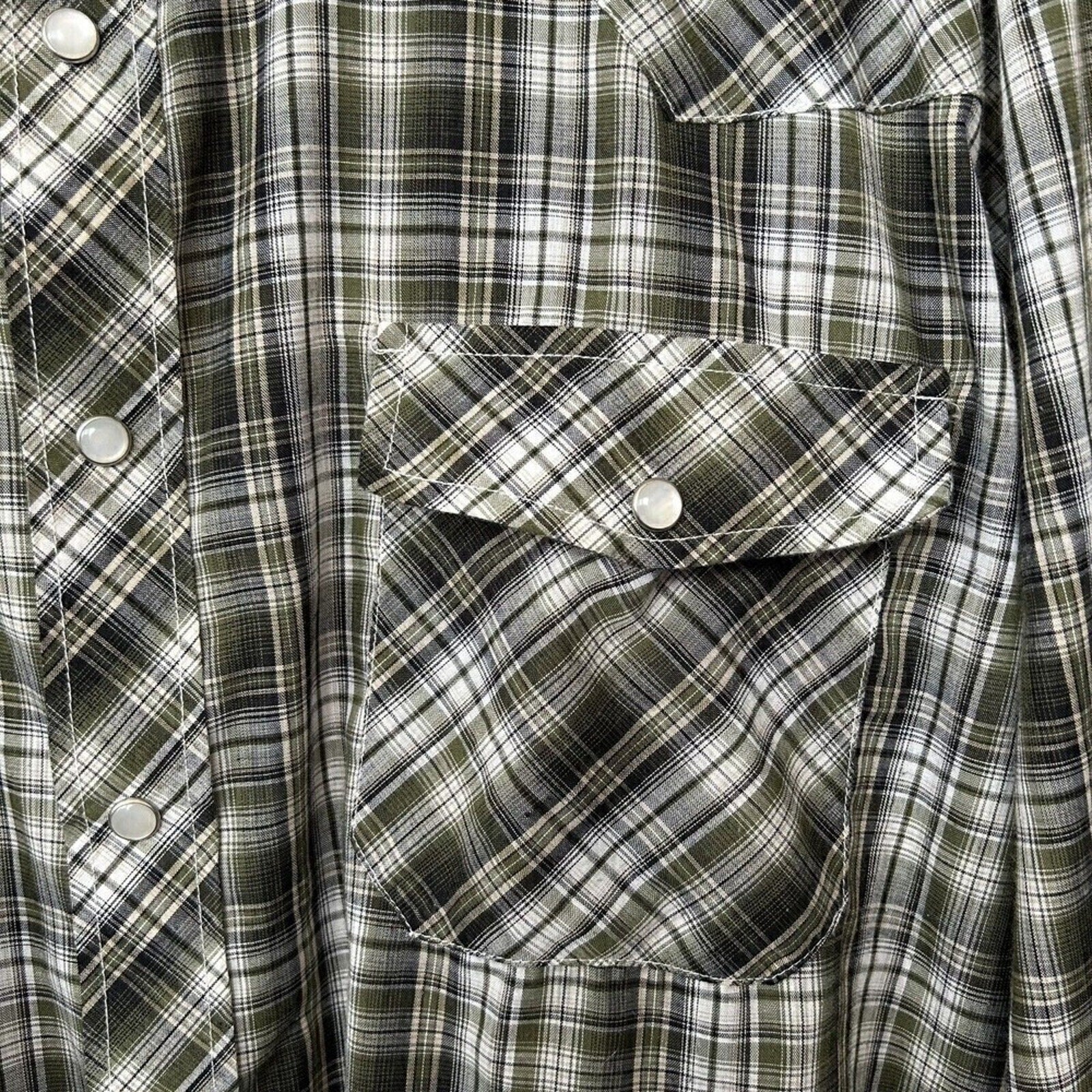 Haband Quality Comfort Men's Long Sleeve Pearl Snap Shirt Plaid Size XLT #G1230