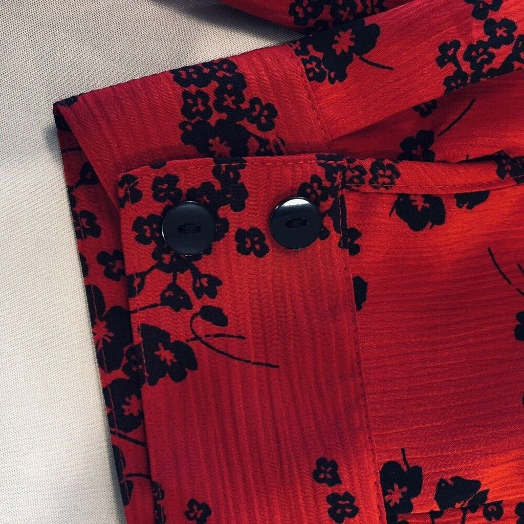 George - Women's Blouse Size 1X (16) Red / Black Floral Print