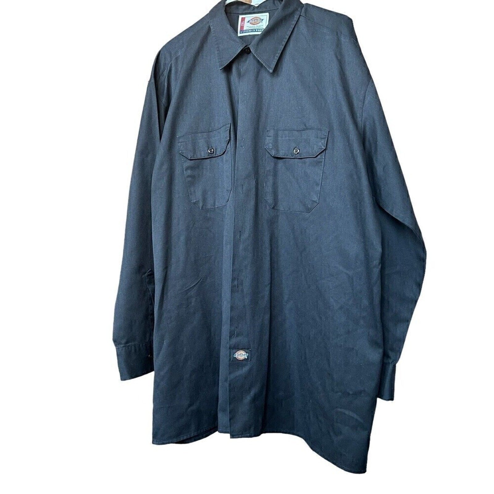 Dickies, Men's Relaxed Fit Long Sleeve Work Shirt, Size 2XL, Black, #1151