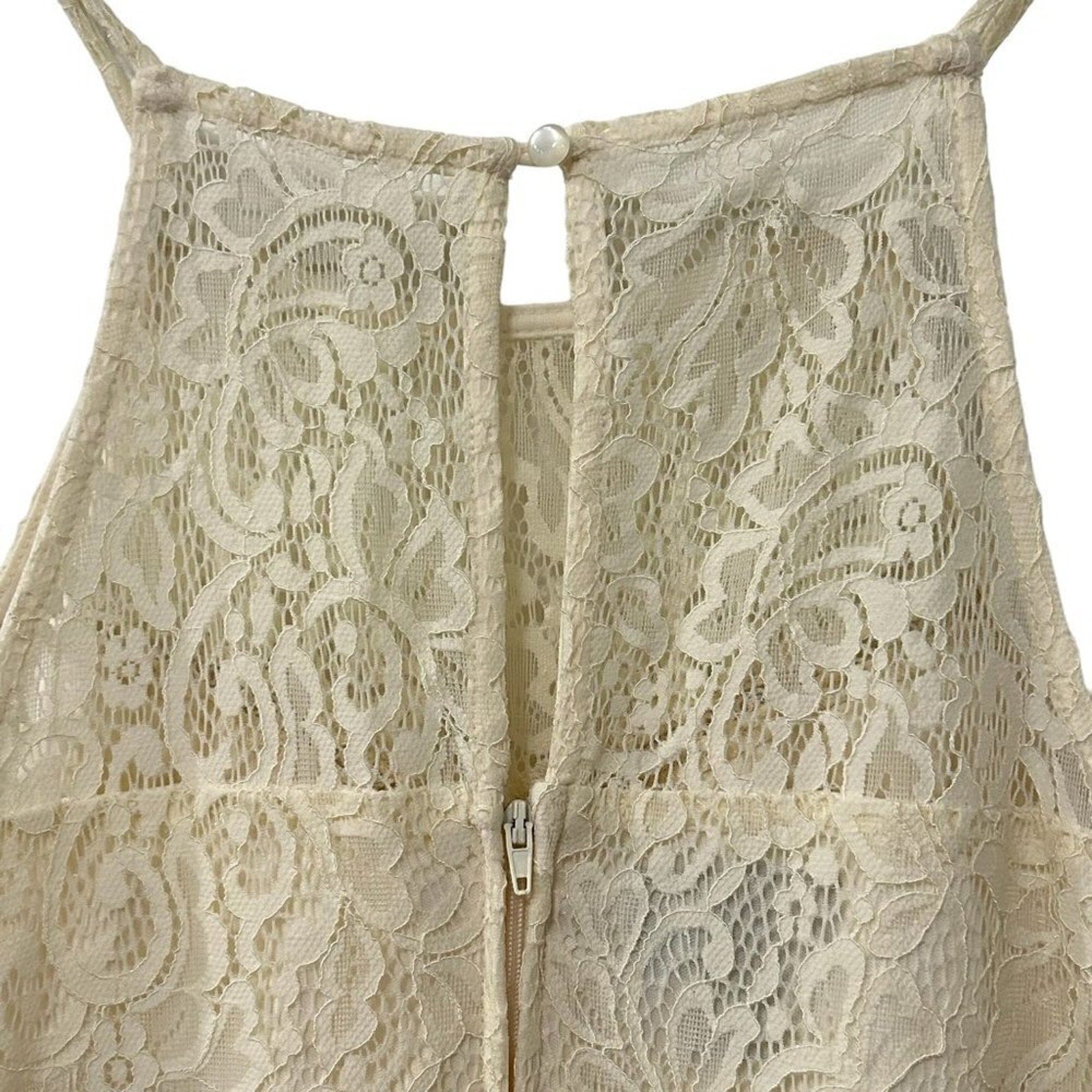 By & By women’s dress peach floral print top lace design size 13 #BH