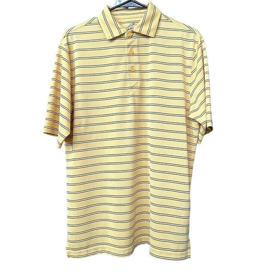 Ahead Extreme Men’s Yellow Striped Golf Polo Shirt – Size S, Short Sleeve # H1270