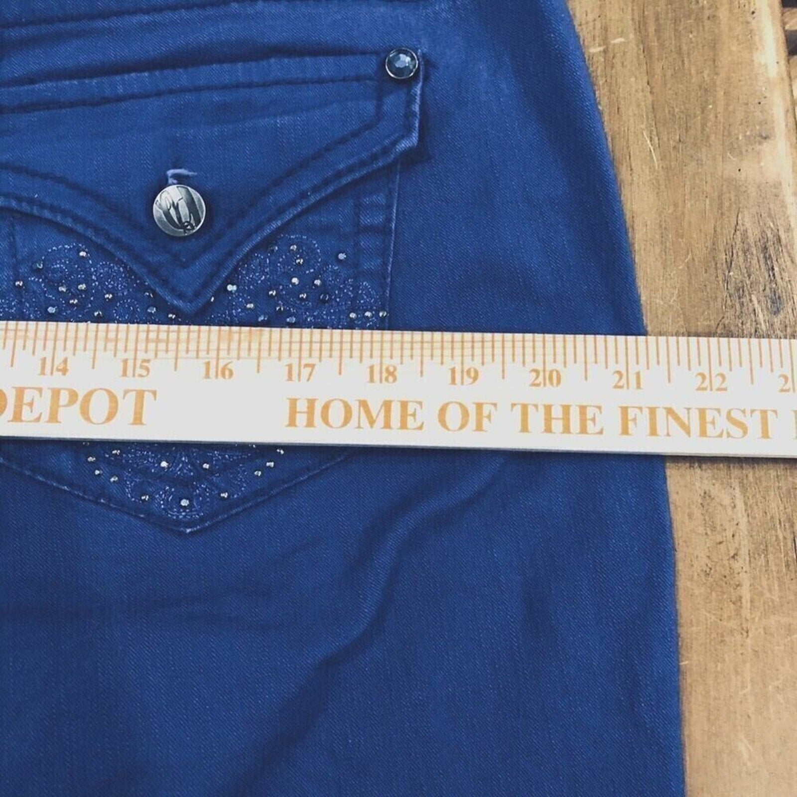 Nine West Women's BLUE Jeans 16 / 33  Blue H-Rise Decor B/Pockets. Inv. (9) 1067