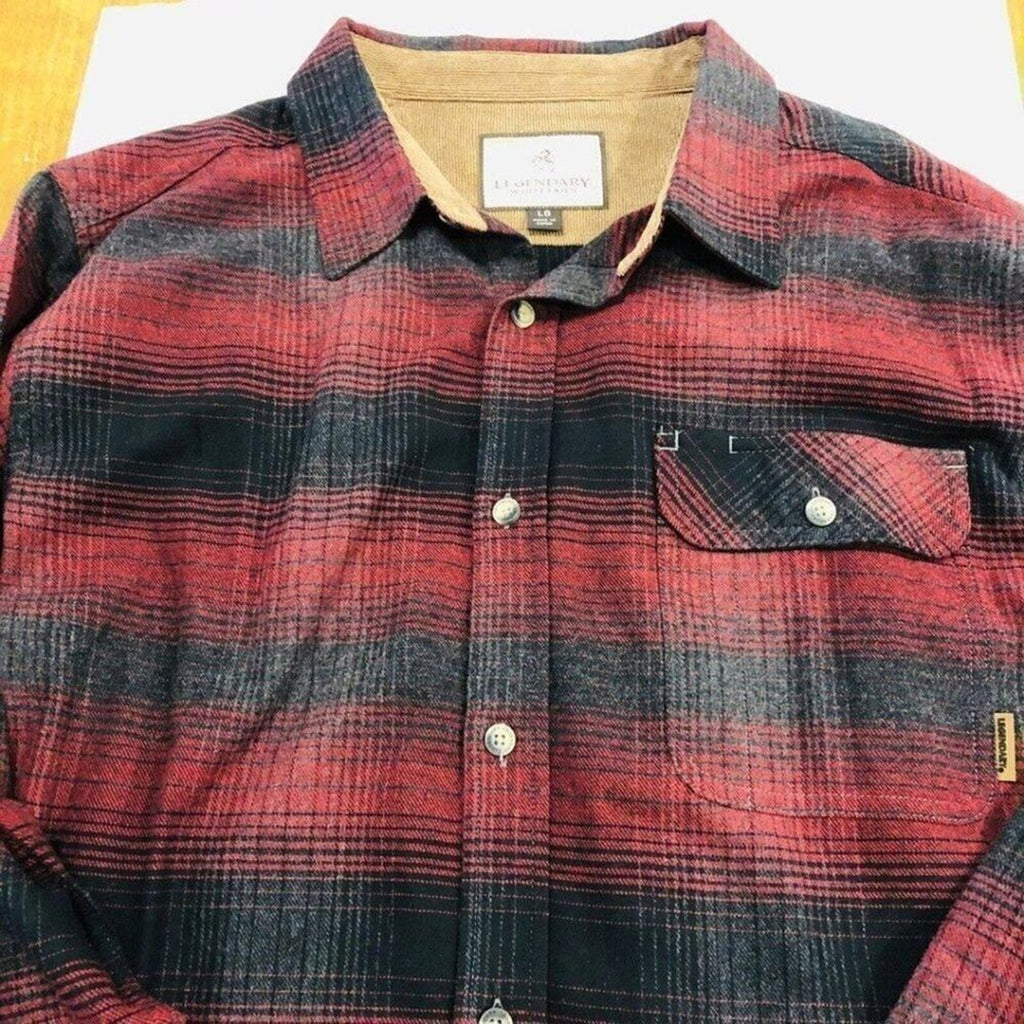 Legendary Whitetails Men's Buck Camp Red/Black Plaid Flannel Shirt Sz. L