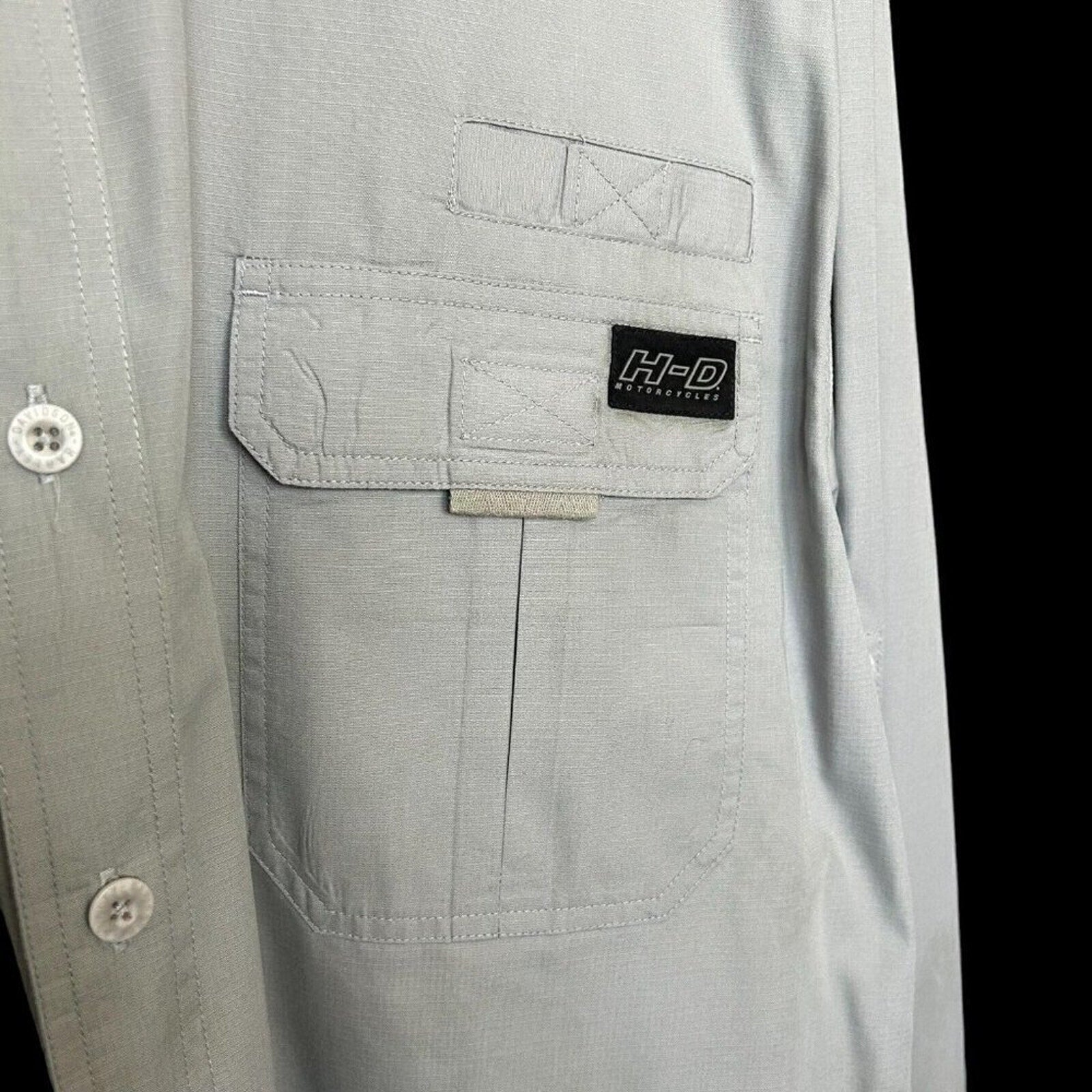 Harley Davidson Vented Rear/Sides Long Sleeve Shirt Gray Relaxed Fit XL #A1197