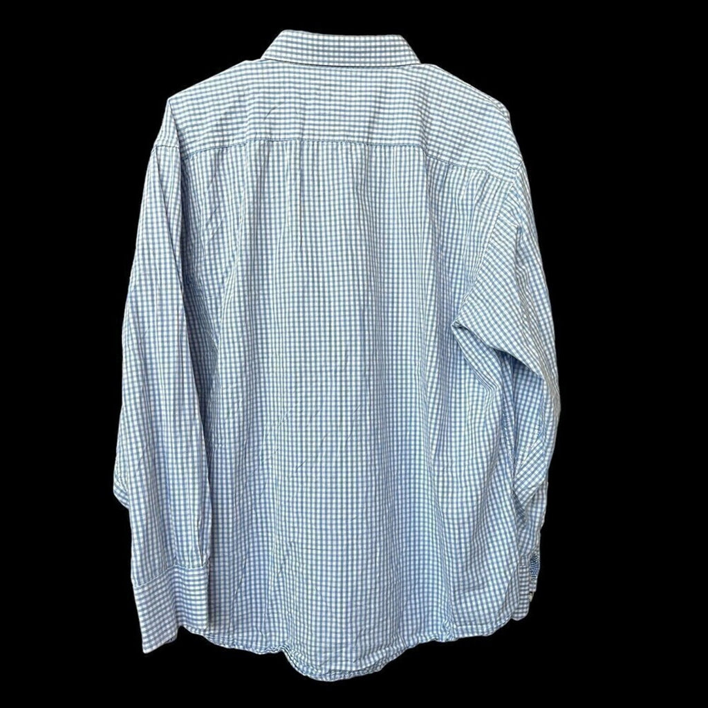 Bocari Men's Shirt Long Sleeve Button Up Blue Gingham Plaid Size XL #G1268