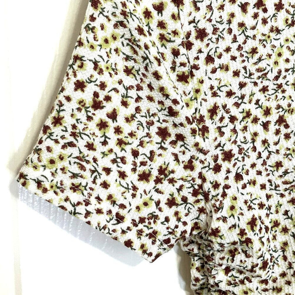 Popular 21 Womens Flower Pattern Top Sx. M, Drawstring Waist Crop #B1607