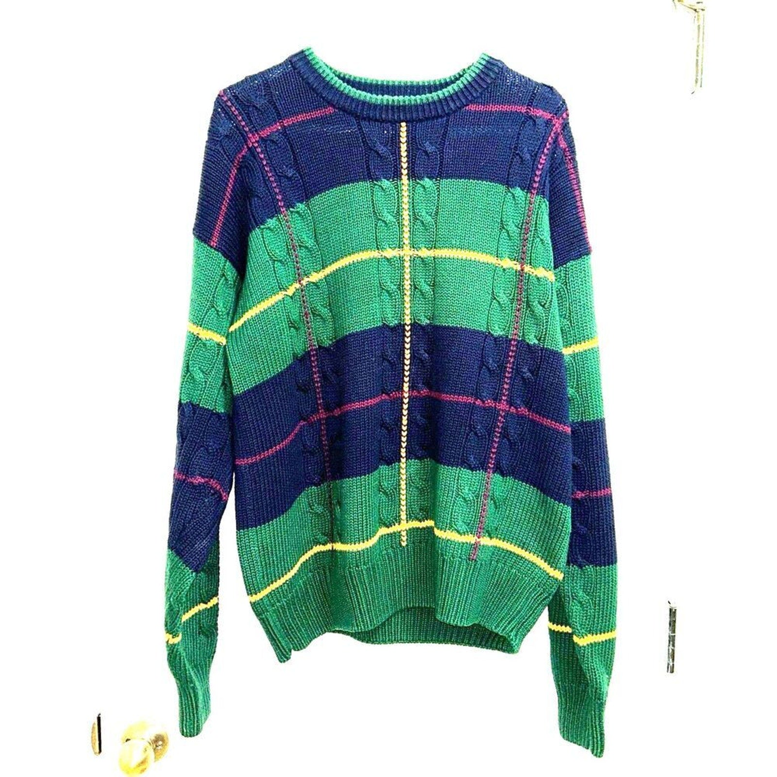 Checkpoint Vintage 90's Cable Knit Crew-neck Sweater Men's Size Large #N1636