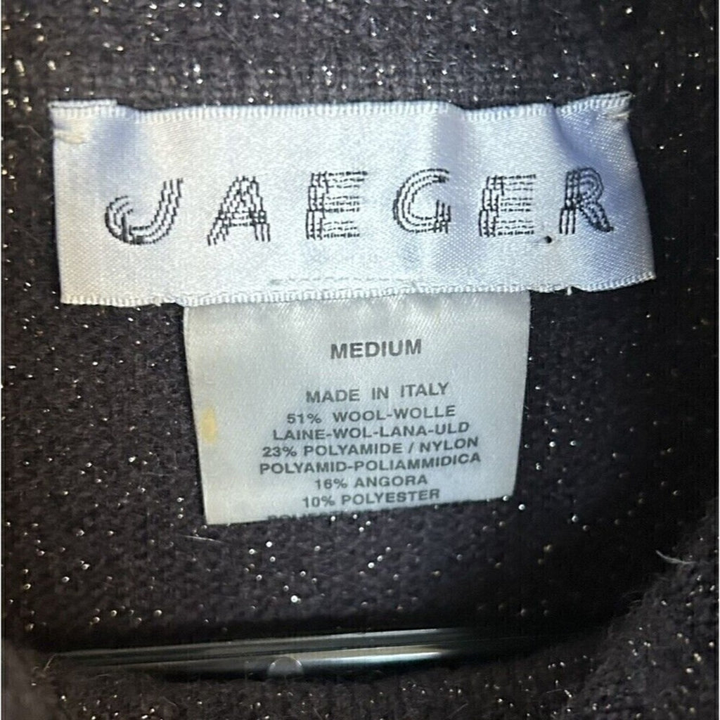 Jaeger Women's Turtleneck, Sleeveless Top, Size M, Bl/Slvr., Made in Italy #1149